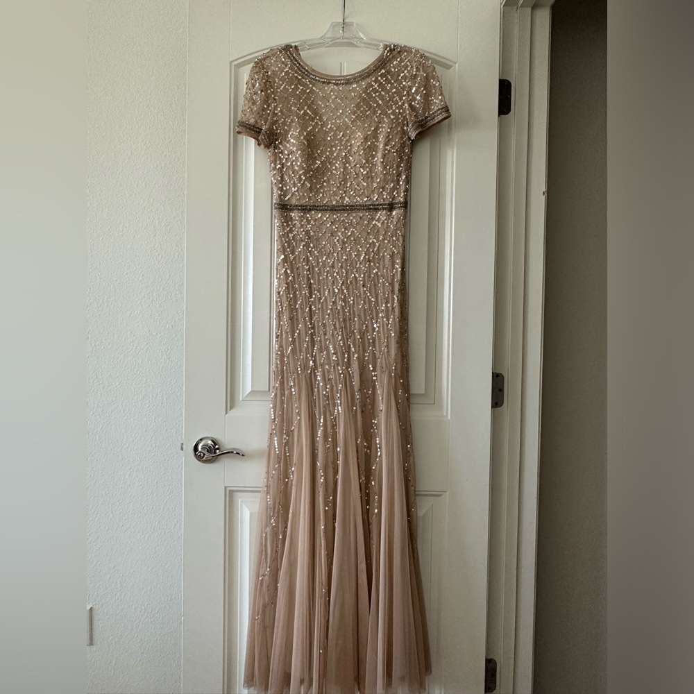 ABSOLUTELY BREATHTAKING ADRIANNA PAPELL GATSBY STYLE A LINE FLOOR LENGTH GOWN